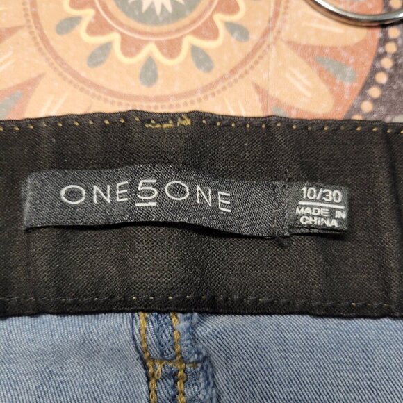 One 5 One 10/30 Light Wash Denim Blue Raw Hem Comfort Waist Skinny Jeans - Picture 11 of 13